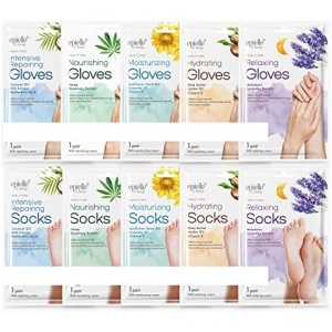 epielle New Moisturizing Socks and Gloves for Hand and Foot Care | Assorted 10 Pairs (5 Gloves & 5 Socks) Mothers Day Gifts