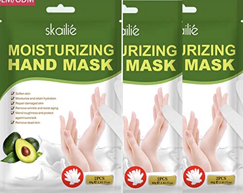 sKailie Moisturizing Hand Mask Gloves -Glycerin + Avacado Extract for sKailie Moisturizing Hand Mask Gloves -Glycerin + Avacado Extract for Deep Moisturizing (Gloves 3pk), Beauty Gifts | Skincare Gifts | Skincare Party Favors. (Moisturizing Hand Mask)