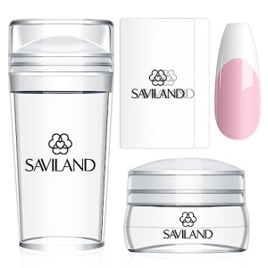 Saviland French Tip Nail Stamp: 4PCS Nail Art Stamper Kit Clear Silicone Nails Stamping Long & Short Jelly Stamper with Scrapers Nails Stamper Kit for French Manicure Home DIY Salon