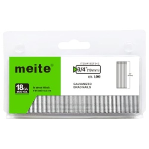 meite 18 Gauge Brad Nails, 3/4 Inch 18GA Brad Nails Galvanized Small Finishing Nail Gun Nails for Pneumatic, Electric Brad Nailer Gun (1,000 Counts)